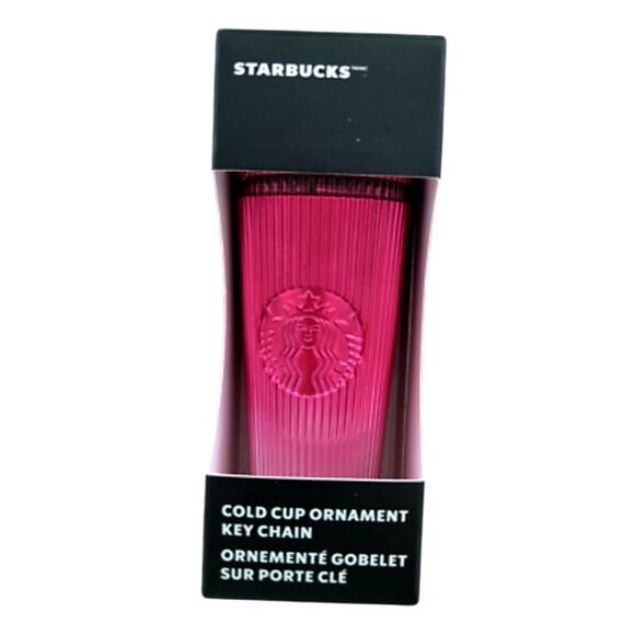 Starbucks 2024 Cold Cup Ornament Keychain Pink Ombré Pleated NEW - Picture 1 of 4